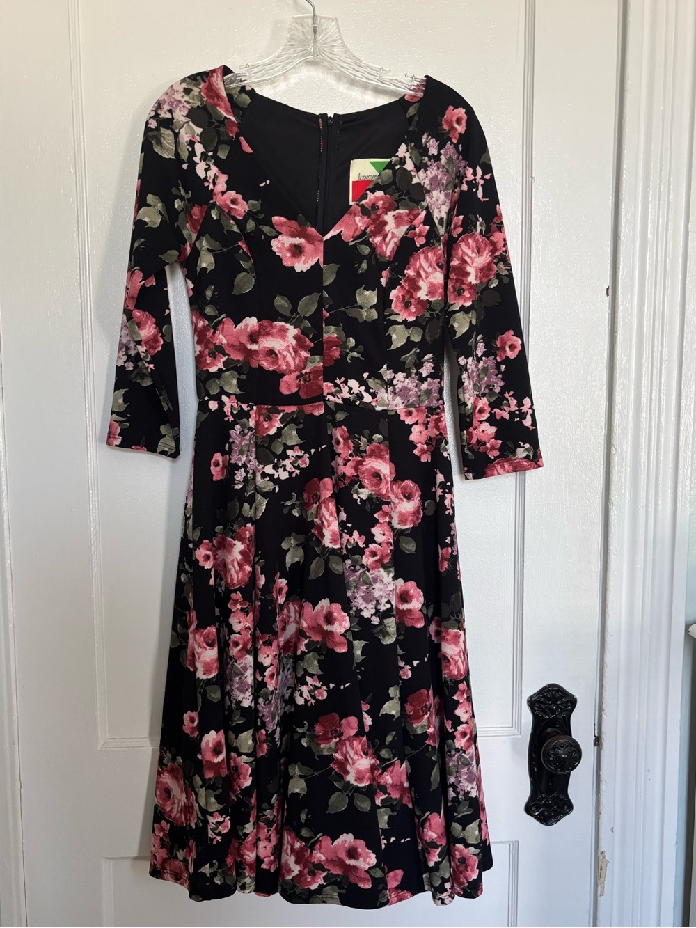 Fervour fit and flare black floral dress